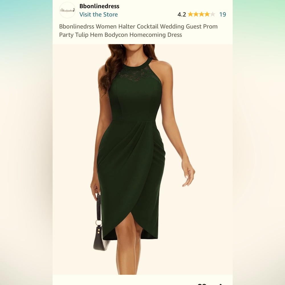 Green cocktail bodycon dress.